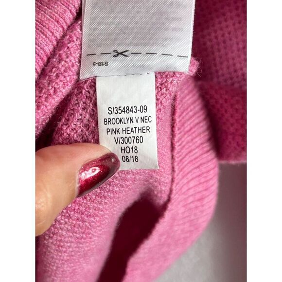 Gap Brooklyn V-Neck Wool Blend Textured Sweater Size Medium Pink Heather - Picture 7 of 7